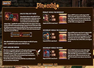 Jeux de machine a sous Pinocchio