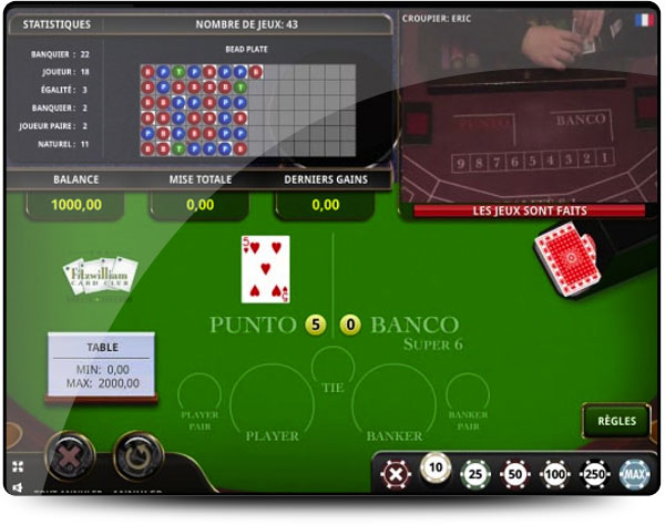 Baccarrat Punto banco Casinos Vuetec