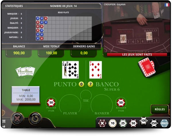 Baccarrat Punto banco Casinos Vuetec