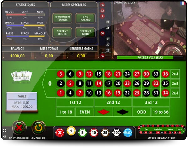 Roulette live Casinos Vuetec