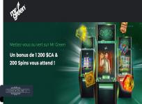 Profitez d'un bonus jusqu'à 1 200 $ et 200 tours gratuits sur Mr Green